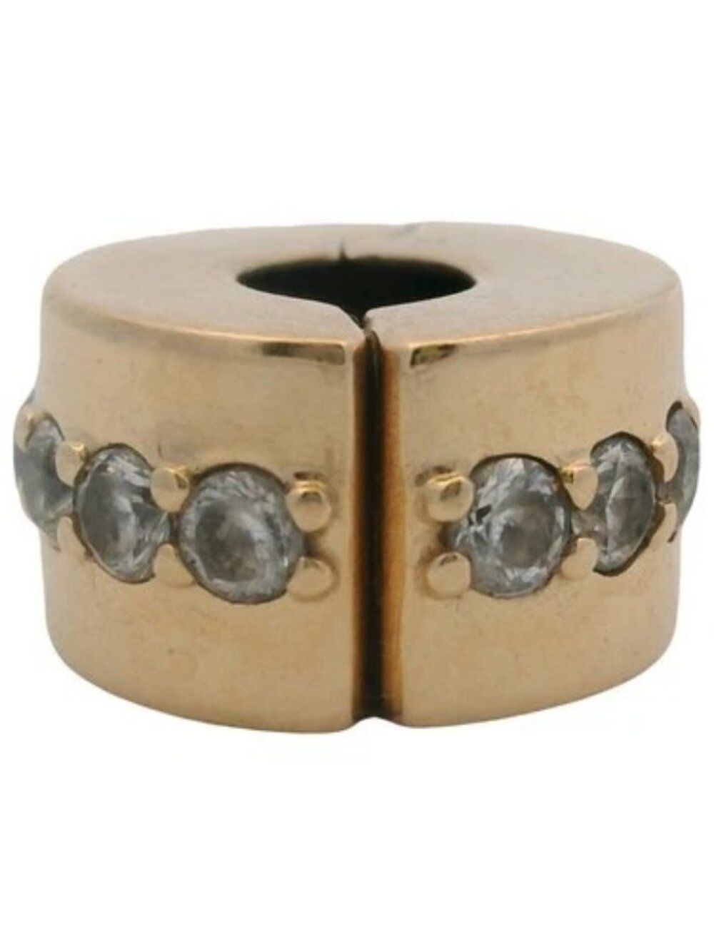 Pandora Solid 14kt Yellow Gold and Cubic Zirconia Clip Spacer Charm